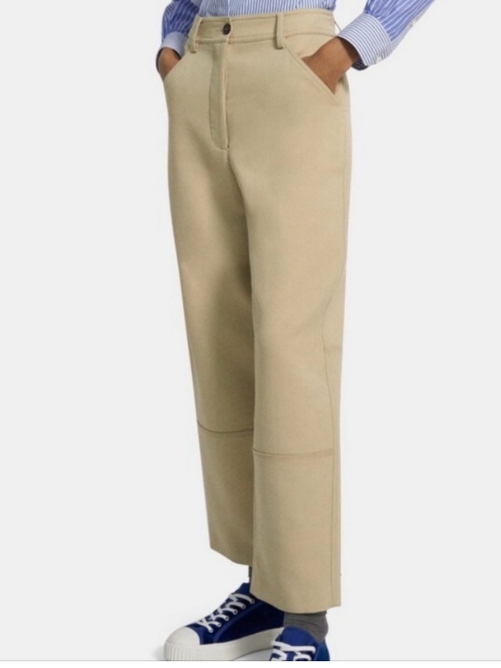 Theory Barrel Wide Leg Cotton-Wool Twill Five-Pocket Pants 10